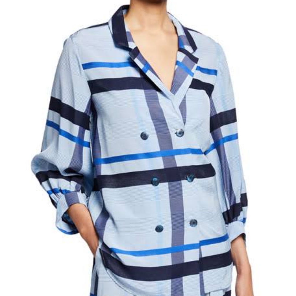 New Lela Rose Blue Summer Double Breasted Jacket Size 4